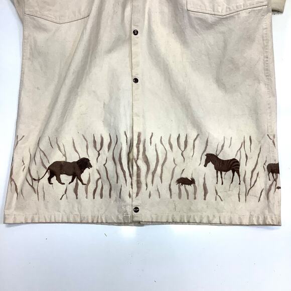 Vintage Dion of Texas Mens XXL Canvas Long Western Duster Jacket Beige Brown USA - Picture 3 of 7